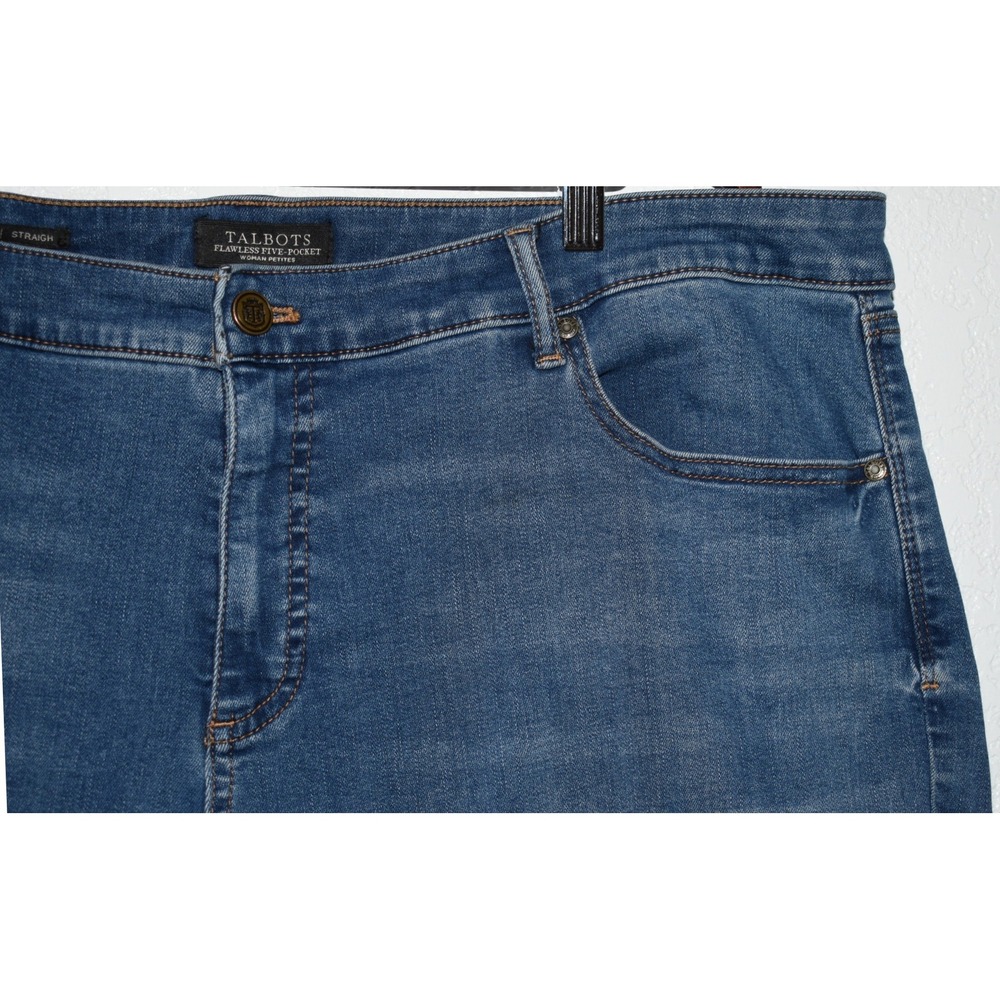 Talbots 22WP Flawless Five-Pocket Straight Leg Jeans Comfy Stretch Blue 5-Pkt - Picture 16 of 16